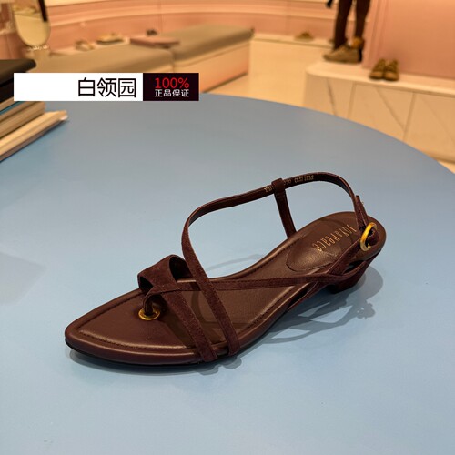 真美诗~专柜正品2026夏季城市交响气质粗跟夹趾罗马凉鞋女YB310