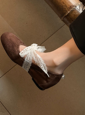 SEVEN LUNA~国内正品2025春款蕾丝两穿内增高芭蕾鞋单鞋女SLMK266