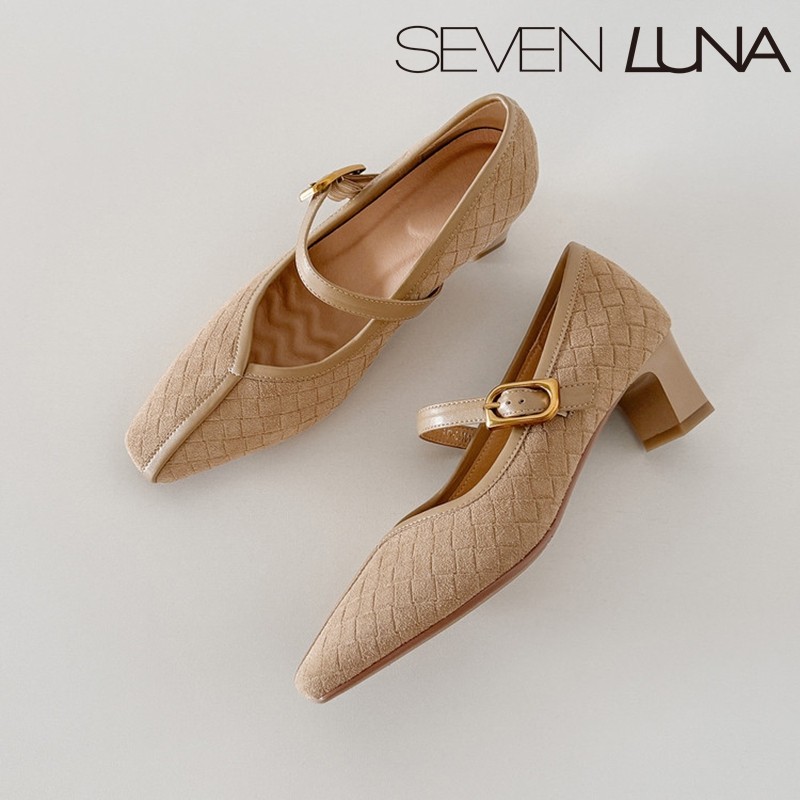 SEVEN LUNA国内正品~2026春季复古编织玛丽珍鞋中跟单鞋女SLWC774,女鞋,浅口单鞋,淘宝优惠券,粉丝福利购,淘宝优惠卷