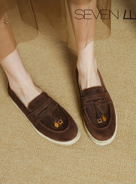 SEVEN LUNA~国内正品2025秋季草编一脚蹬渔夫鞋休闲单鞋女SLPS286