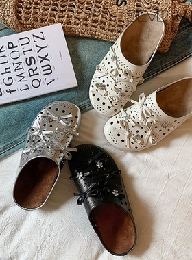 SEVEN LUNA~国内正品2025夏季舒适勃肯鞋洞洞鞋包头拖鞋女SLBL505