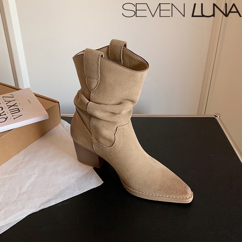 SEVEN LUNA~国内正品2025秋冬赵露思同款西部牛仔靴短靴女SLBL891