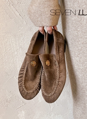 SEVEN LUNA~国内正品2025秋季复古超软乐福鞋平底单鞋女SLQY176