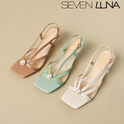SEVEN LUNA~国内正品2023夏季气质珍珠高跟细带露趾凉鞋女SLYS115