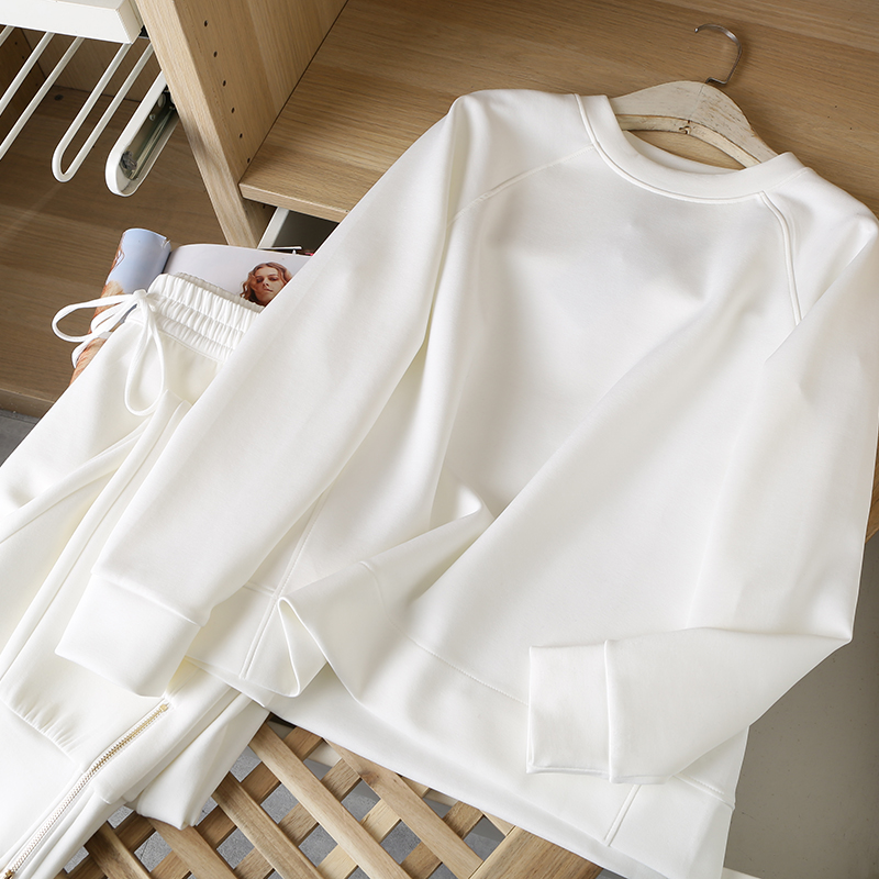韩国白色卫衣裤运动套装女2023年春秋新款时尚显瘦跑步休闲两件套