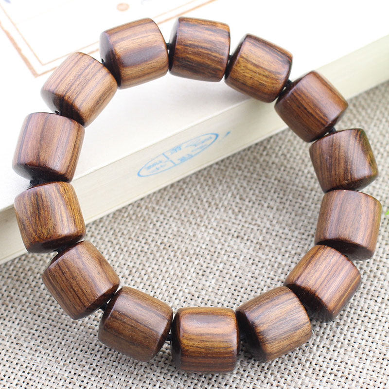 天然黑花梨木手串个性桶珠木质文玩佛珠男女饰品电商平台直播货源