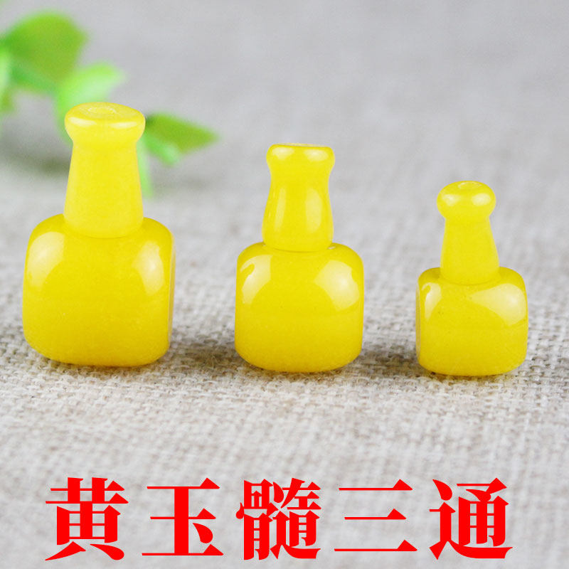 批发黄玉髓三通佛头石英岩石diy藏式佛珠手链星月金刚菩提子配件