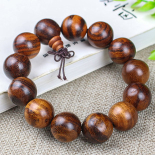 厂家批发印尼黄花梨木手串虎皮纹单圈108颗佛珠手链饰品男女文玩
