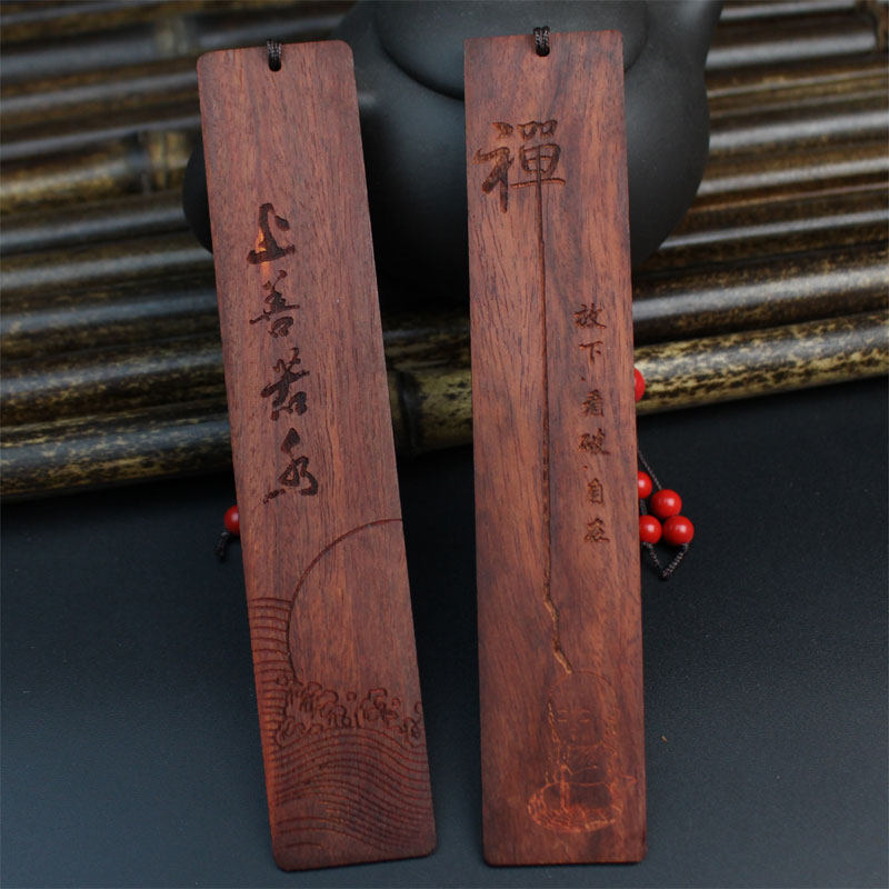 厂家直销创意复古红檀木书签中国风礼物花梨木质DIY定制logo刻字