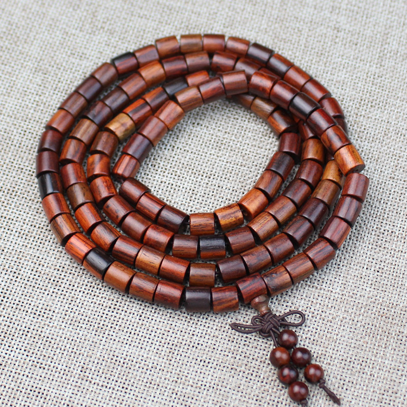 老挝酸枝手串个性桶珠交趾黄檀