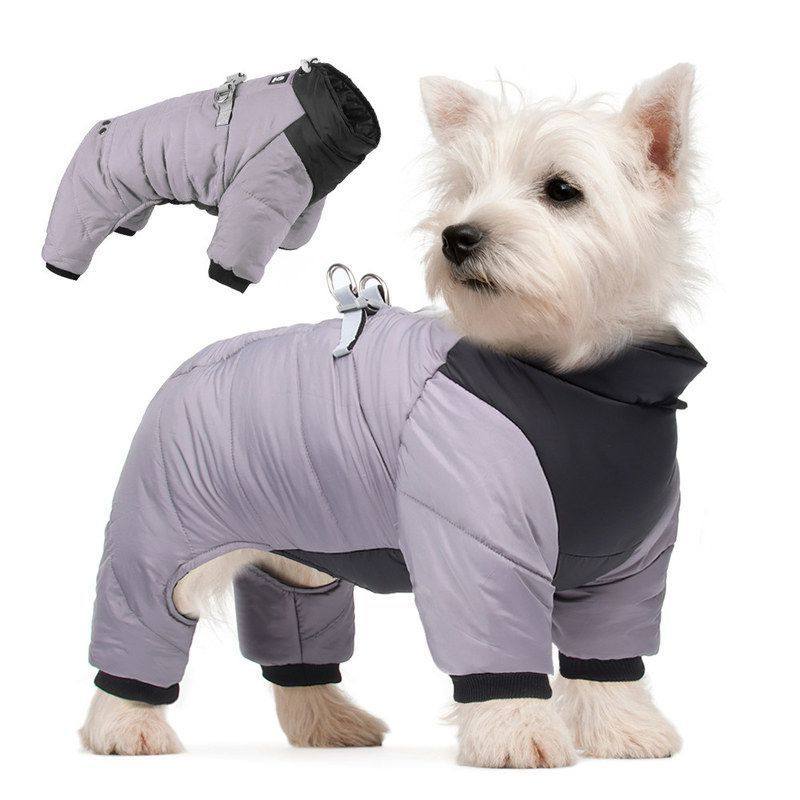 新款狗狗衣服加厚秋冬反光防水小狗羽绒服冬季宠物四脚衣棉服批发