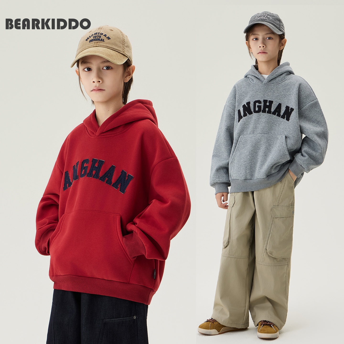 秋冬加绒连帽卫衣儿童冬装新款加厚保暖上衣男童时尚新年打底衫潮