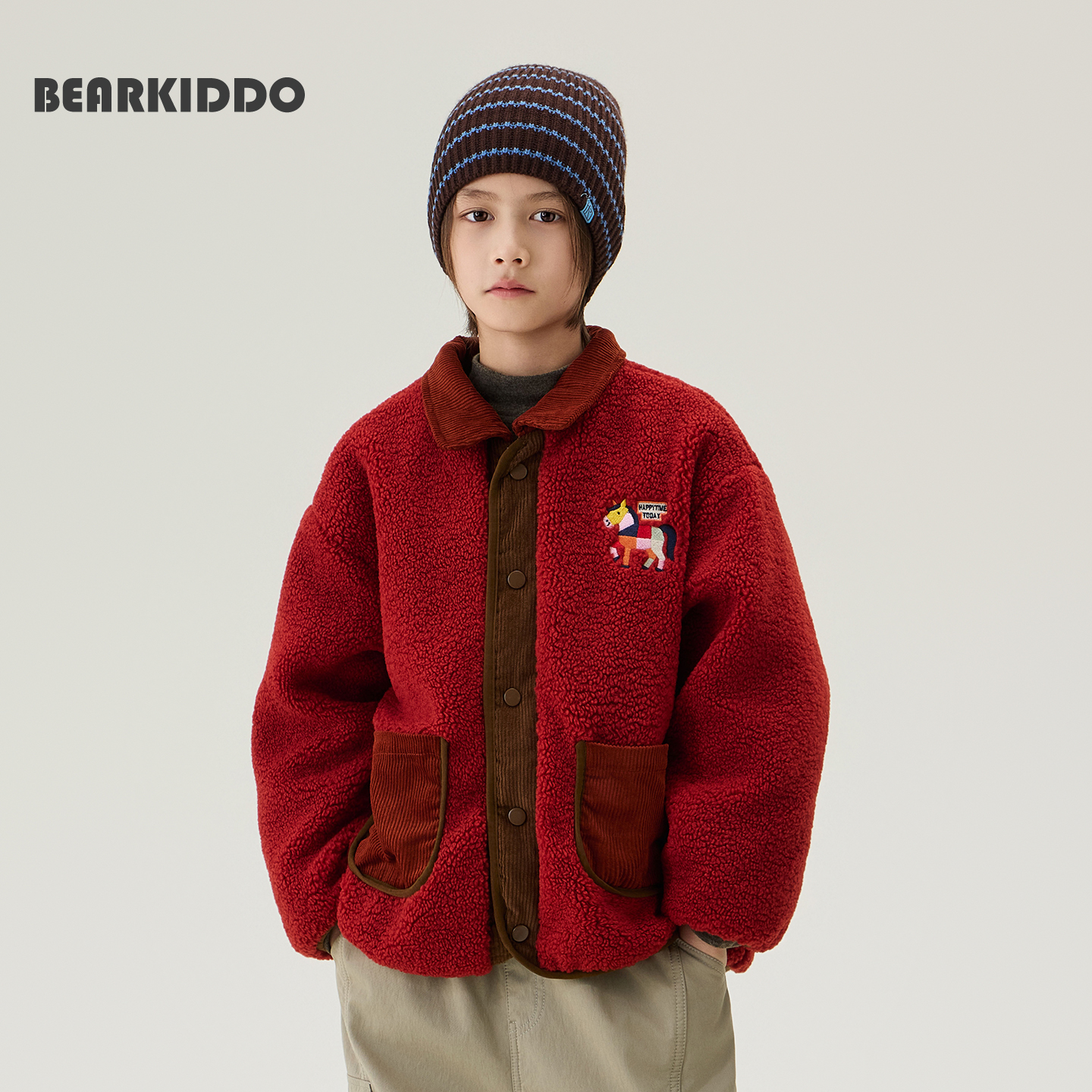 新年男童加厚羊羔绒外套