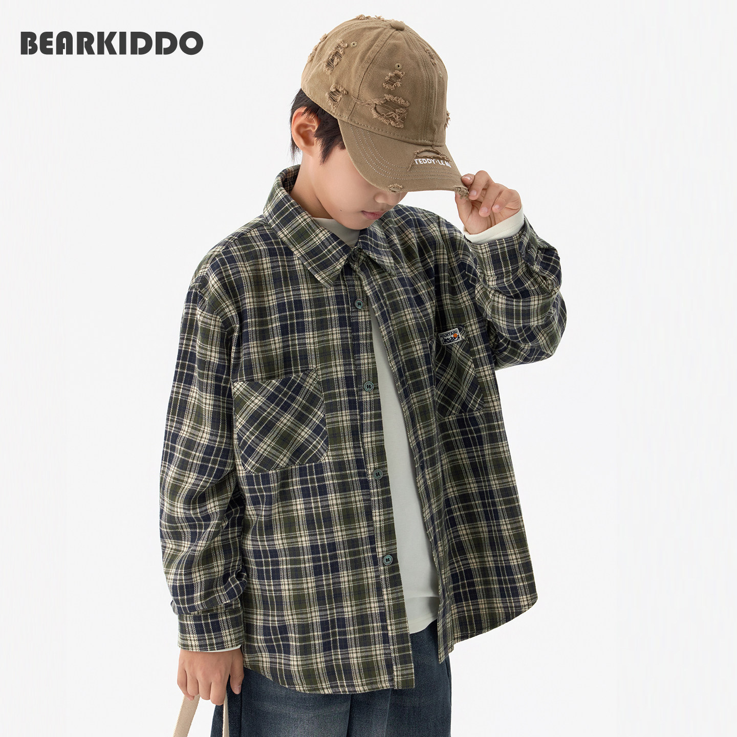 2025秋冬日系夹棉衬衫男童加厚冬装新款上衣儿童柔软保暖洋气衬衣