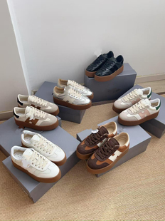 外贸纯原2025新款真皮板鞋女款不累脚软底小白鞋早春鞋德训鞋女