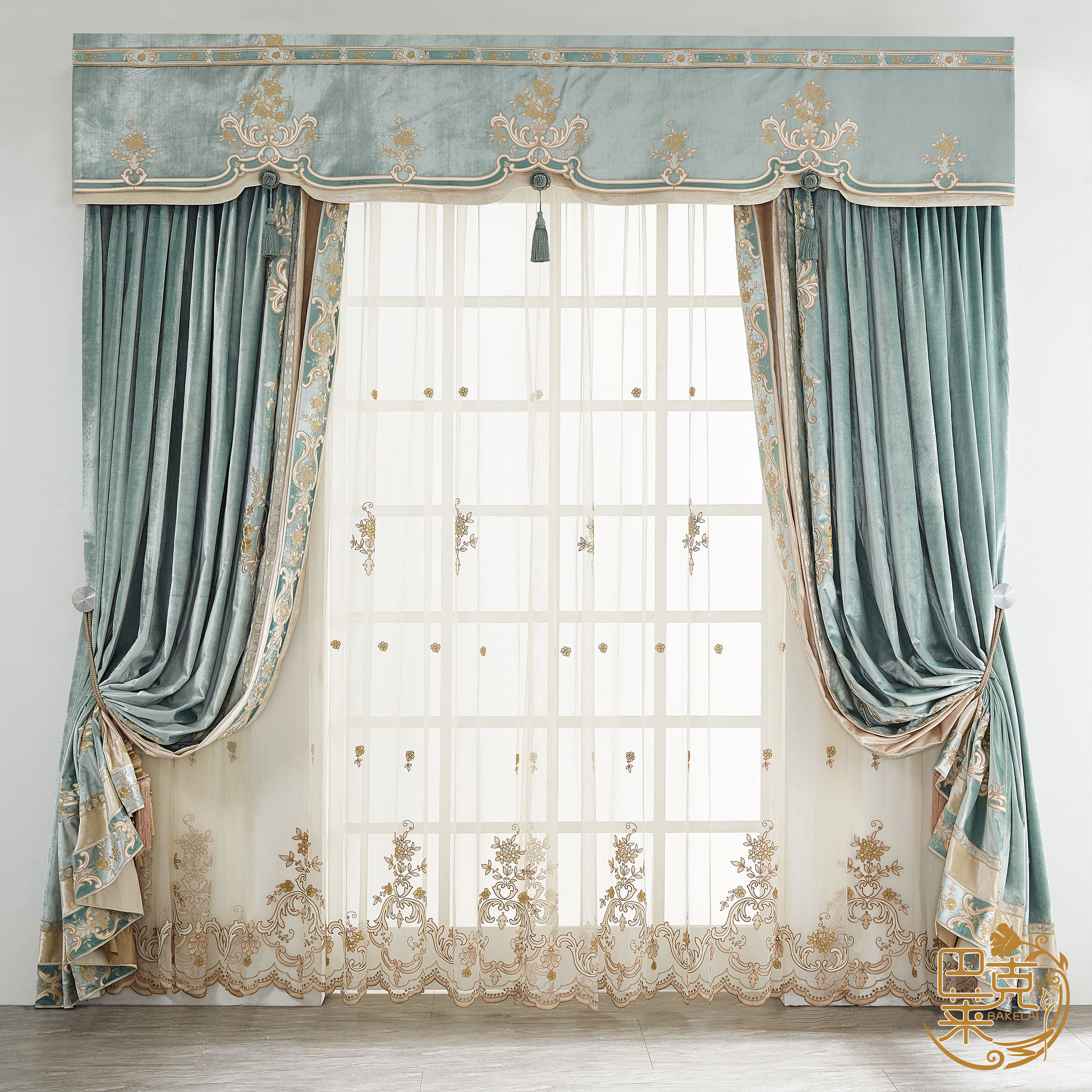 奢华巴克莱别墅法式欧式高档绒布绣花窗帘复古客厅卧室割绒棉绒