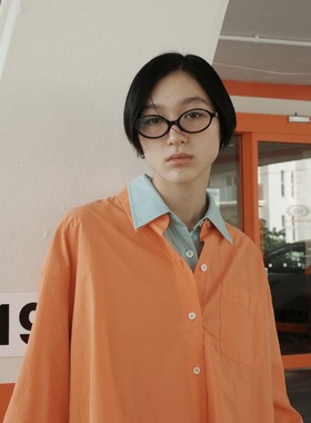 【VOVOSHOP】韩国代购  BEAKER 24SS 橙色清爽短款帅气衬衫BLOUSE