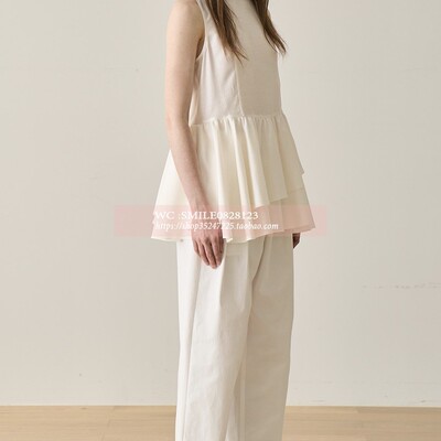 【VOVOSHOP】GRIDA-J 25SS 立体花边 荷叶边 背心无袖衬衫 OPS