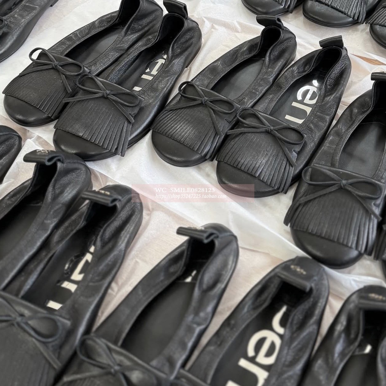 【VOVOSHOP】韩国OPEN YY 25SS   黑色流苏蝴蝶结芭蕾舞鞋 豆豆鞋