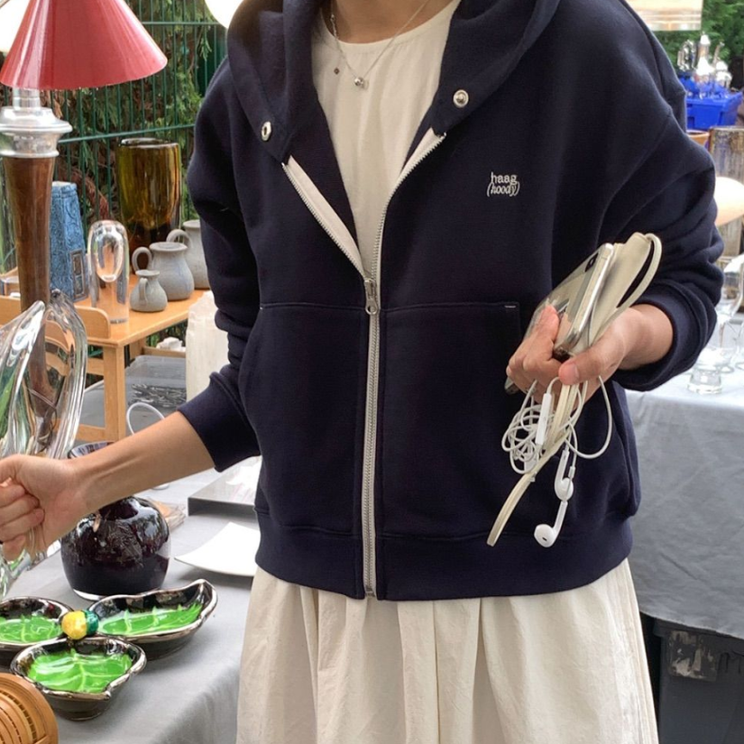 【29M】2025早秋 韩国代购 短款双头拉链连帽卫衣外套VOVOSHOP