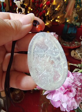 灵之缘 民俗文创 九尾狐 青丘原创手工定制狐狐岫玉吊坠 雪狐挂件