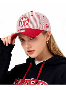 newera联名意甲豪门AS Roma罗马足球俱乐部红色条纹9forty棒球帽