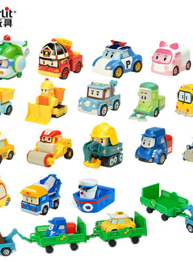 银辉 变形警车珀利机器人POLI玩具车动漫儿童玩具合金车男孩套装1