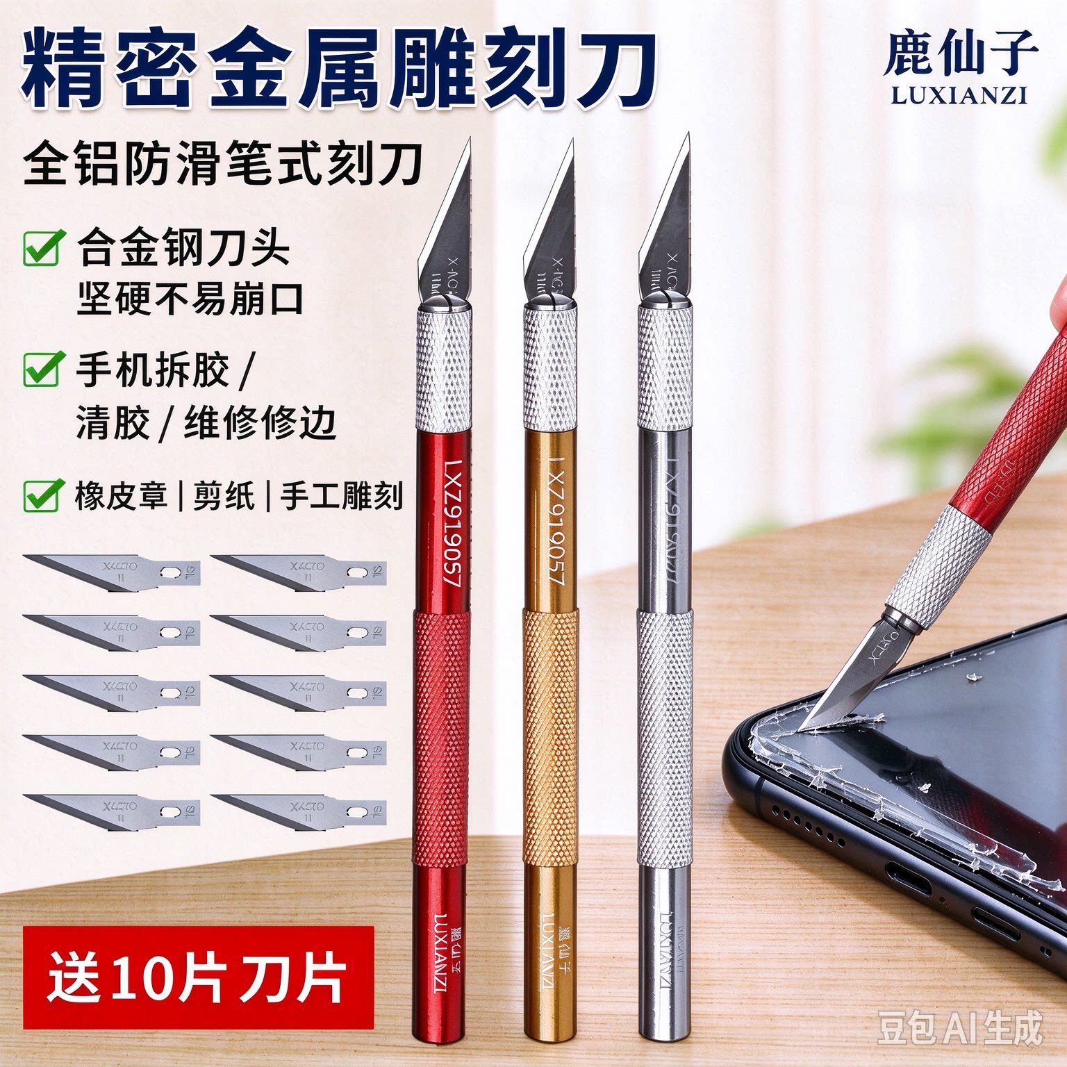 鹿仙子手机维修雕刻刀片贴膜工具金属笔刀修边刀手工平口刀斜口刀