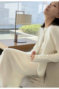 工艺品！客供定织羊毛手工钉珠镶边时髦香风羊毛针织开衫外套