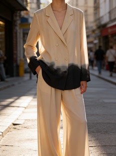 意奢Gi@d@重磅真丝扎染廓形百搭高级感气质真丝西装 外套 衬衫