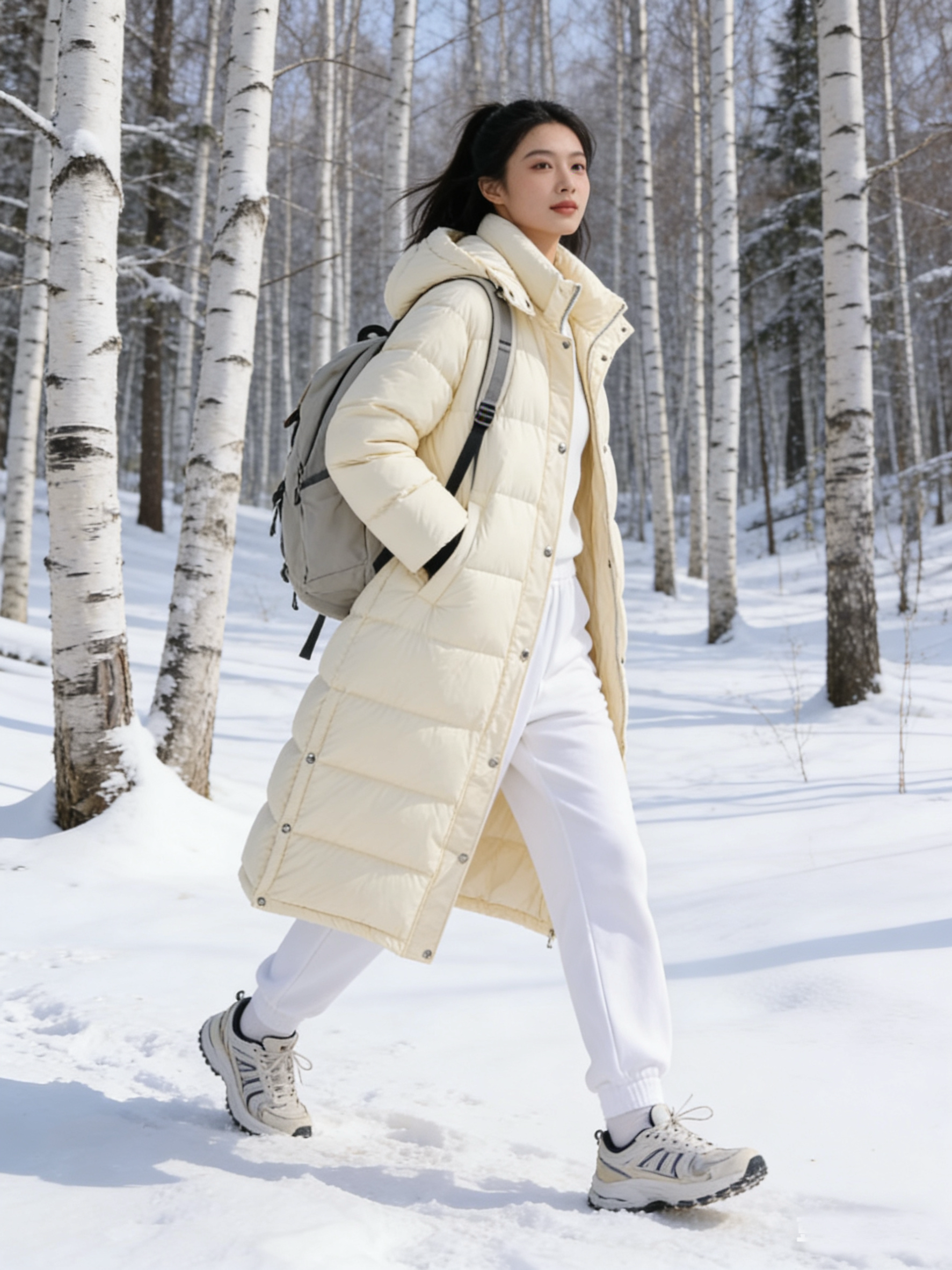 意奢 90白鹅绒柔软舒适保暖 气质百搭中长款羽绒服外套大衣