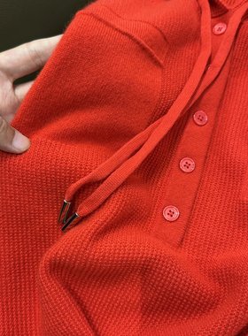 意奢 L*P意大利baby羊绒 14.5细度细腻柔软连帽针织羊绒衫