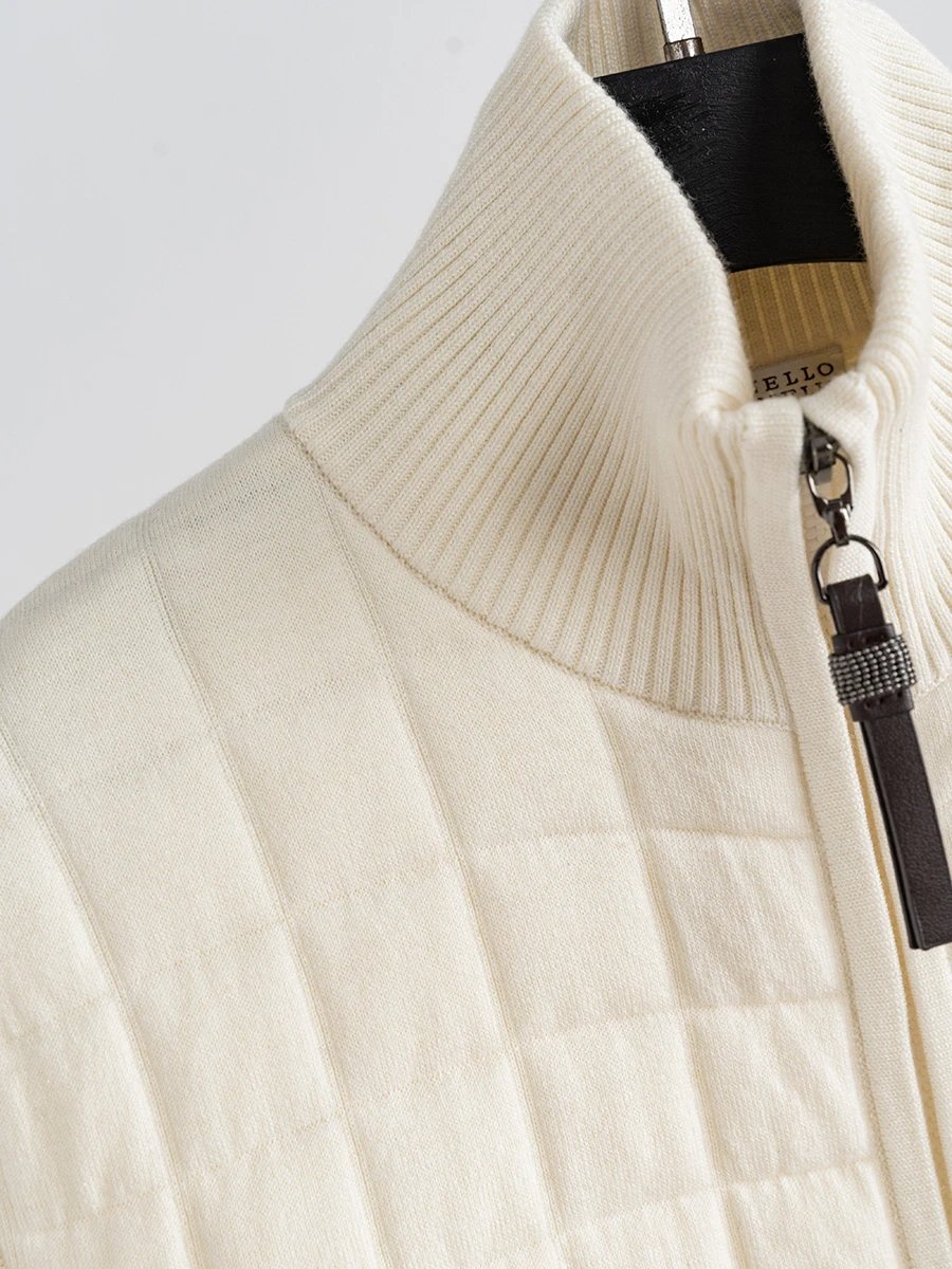 意奢 BC 纯元 客供真丝羊毛格子绗缝百搭马甲针织棉服外套