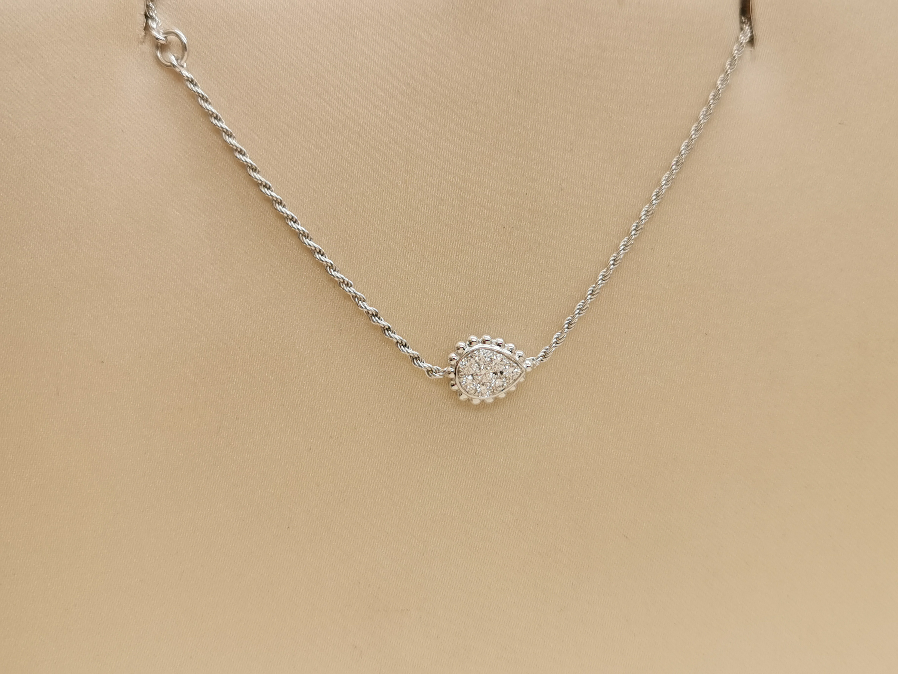 二手正品Boucheron宝诗龙18k白金水滴满钻女款钻石手链