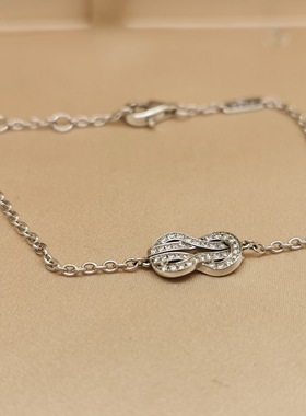 二手正品Fred斐登中号18K白金8字扣满钻女款钻石手链