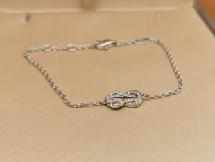 二手正品 钻石手链 Fred斐登中号18K白金8字扣满钻女款