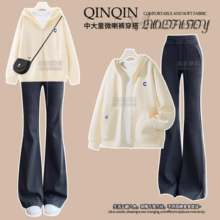 中大童外穿上衣小个子秋装 女童秋冬外套2025新款 连帽开衫 时尚 韩版