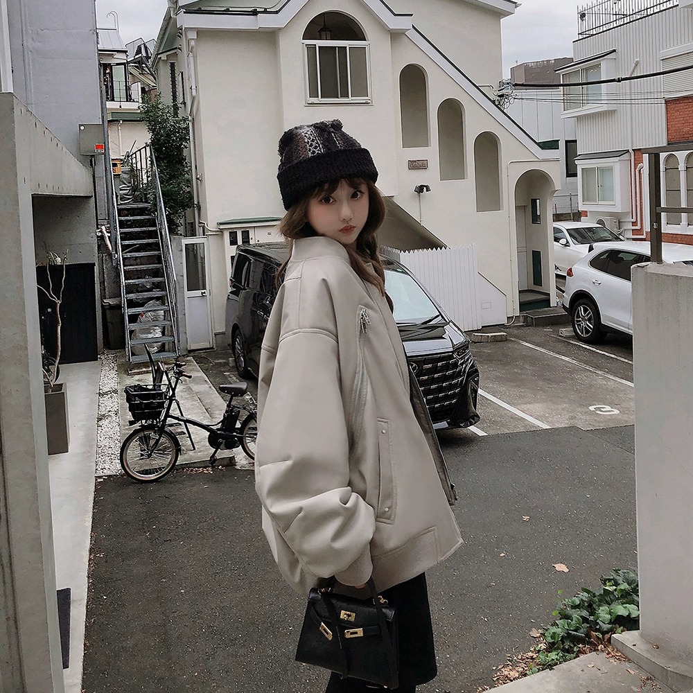 美式复古时髦精棉衣夹克外套