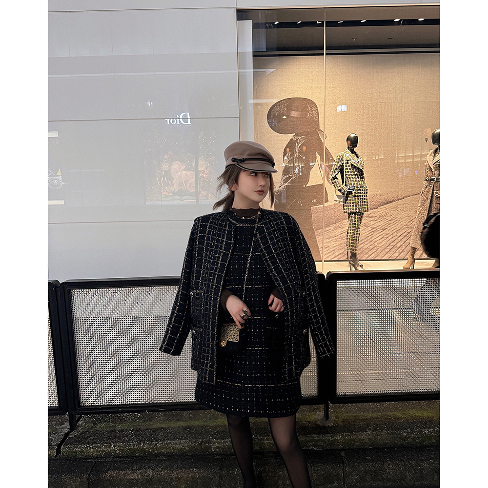 定制级粗花呢背心裙外套