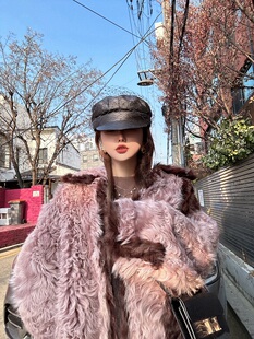 皮草外套 粉棕皮草大小姐高级减龄年轻款 LANGBOOM 许愿池