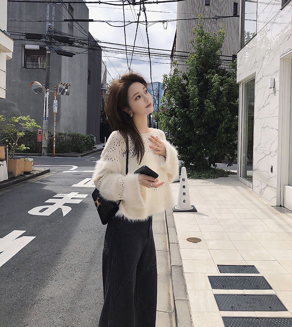 软软貂嗲嗲慵懒套头毛衣