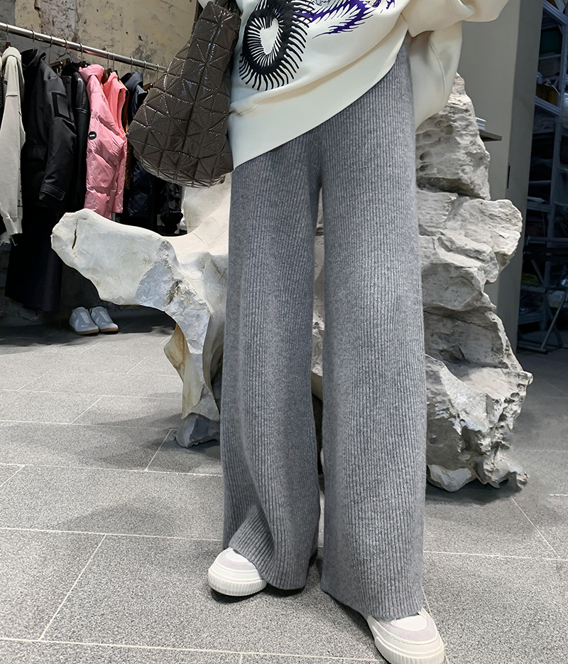澳洲全羊毛针织阔腿裤长裤