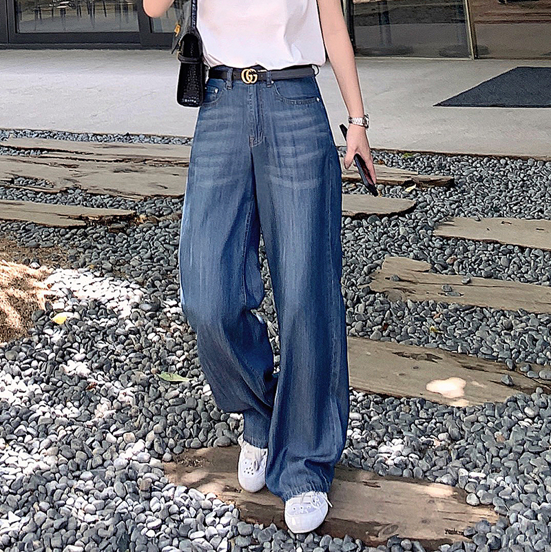 超薄莱赛尔夏日坠感长裤牛仔裤