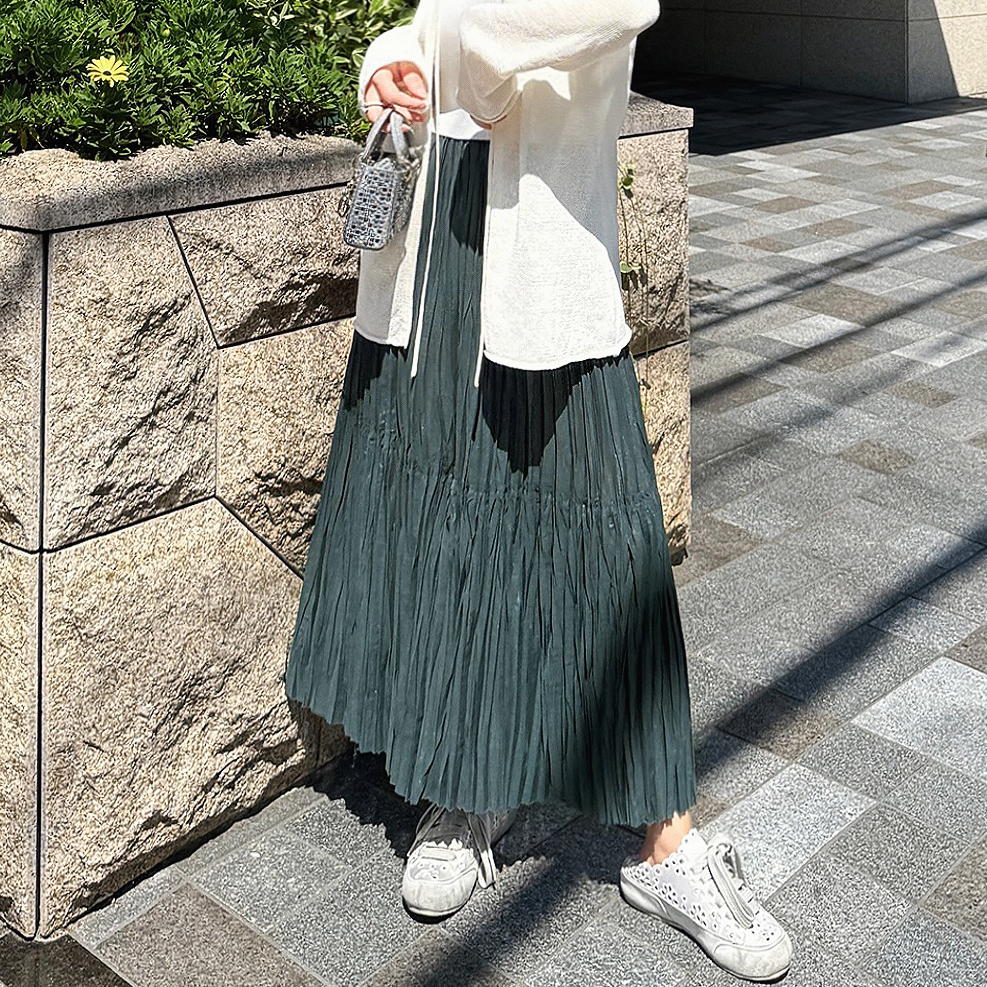 日本压褶超高级仙气通勤半身裙