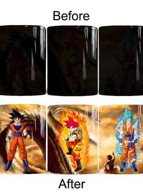 跨境temu 龙珠Z孙悟空陶瓷感温变色杯学生宿舍夏季动漫卡通茶水杯