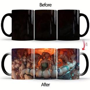 性感美女屁屁臀部陶瓷变色马克杯跨境恶搞茶水杯家用热感温咖啡杯