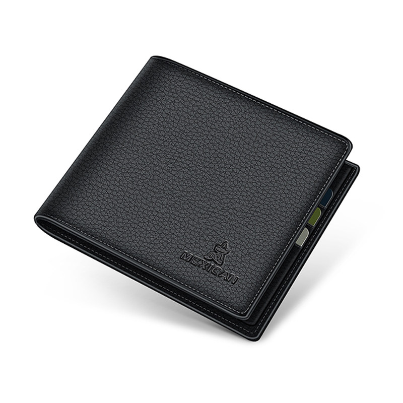 稻草人钱包男士短款真皮潮牌钱夹薄款小卡包休闲折叠软皮夹爸爸款