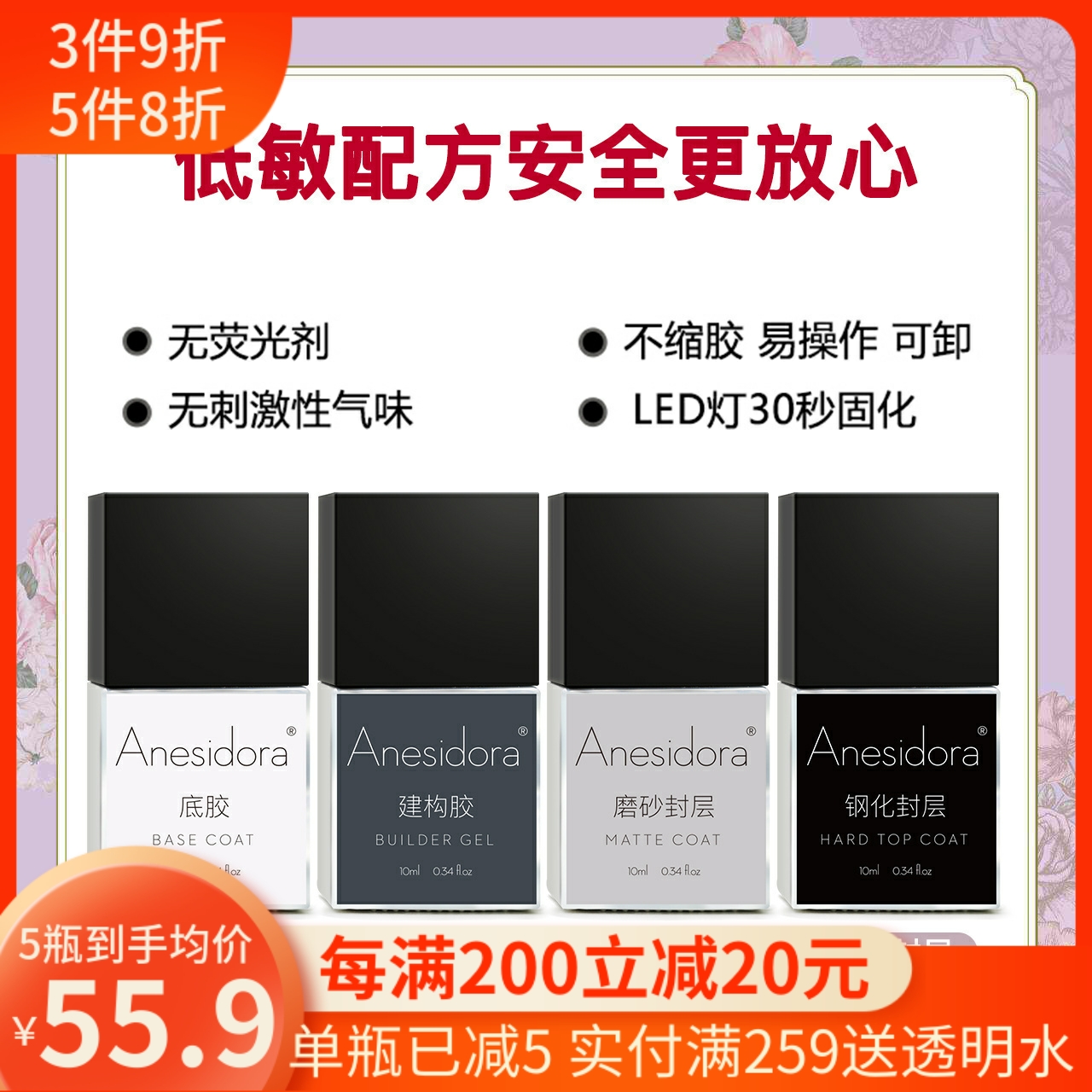 【进口可卸配方】安妮丝甲油胶 底胶 免洗封层 磨砂  加固胶 建构