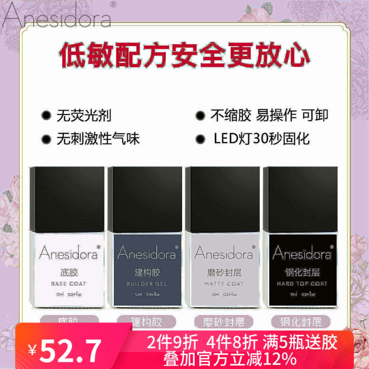 【进口可卸配方】安妮丝甲油胶 底胶 免洗封层 磨砂  加固胶 建构