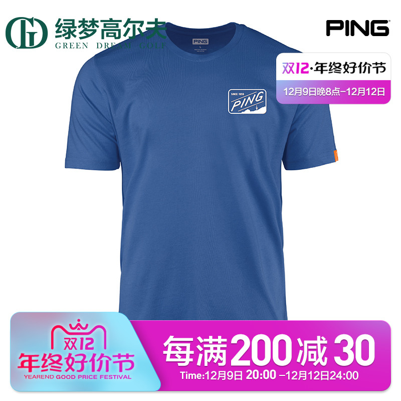 PING高尔夫服装夏季男士休闲短袖T恤golf男装polo衫舒适运动上衣